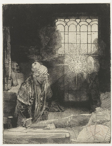 Rembrants bild av Faust, etsning 1652