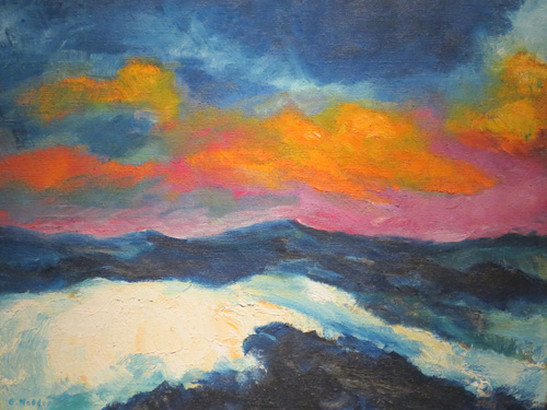 Oljemålning från 1948 av Emil Nolde, Hög sjö – ovädersmoln
